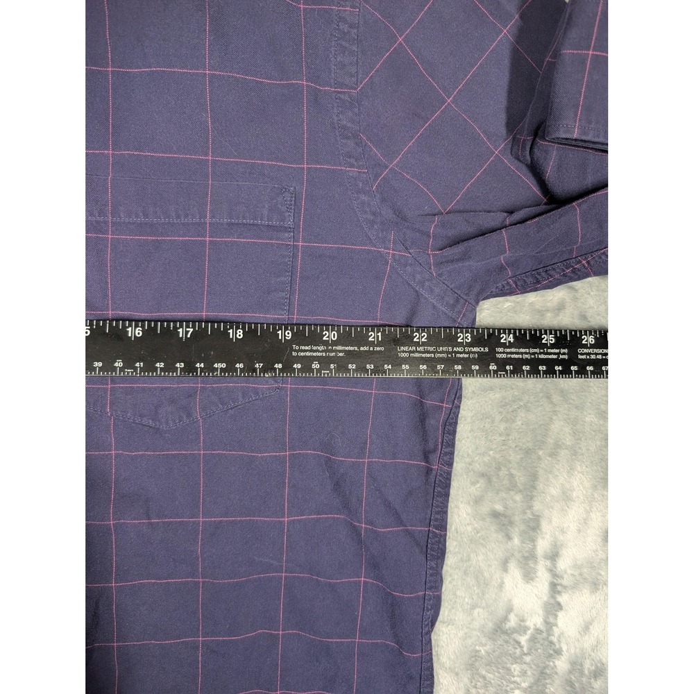 Charles Tyrwhitt Weekend Shirt Mens Large Purple Plaid Flannel Button Down Slim - Picture 3 of 7